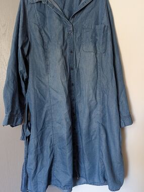 Lane Bryant Plus Size Chambray Button Down Shirt Dress Size 18
